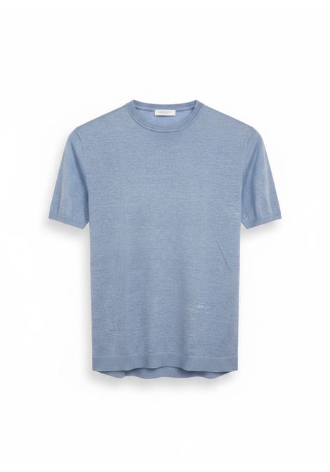 Daniele Fiesoli Men's Short Sleeve Linen Knit Crewneck Sweater - Light Blue Melange DANIELE FIESOLI |  | 04910022